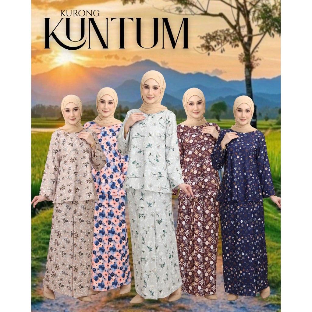 BAJU KURONG KUMTUM MUSLIM FASHION KAIN CEY PRINTED(IRONLESS)