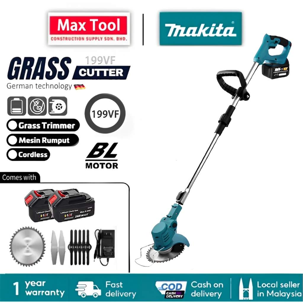 MAKITA Mesin Rumput Cordless Grass Cutter Cordless Grass Trimmer Lawn Mower Bateri Heavy Duty Cutter Mesin Potong Rumput