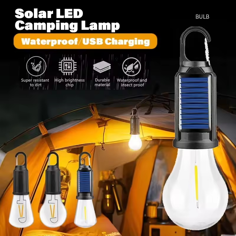 LED Lampu Camping Light Type-C USB Rechargeable Outdoor Waterproof Tent Light with Hook 3 Modes Outdoor Lighting