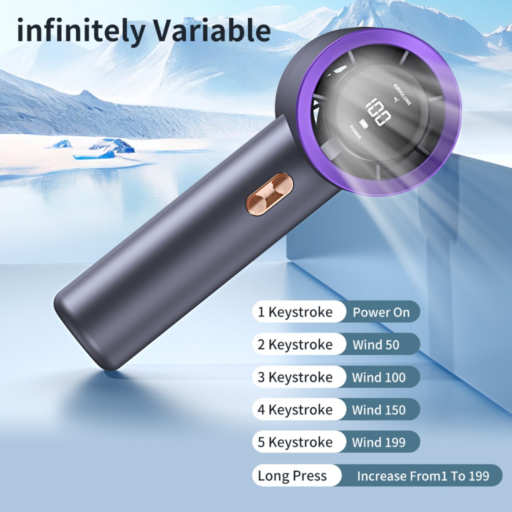 199 Speed Turbo Mini Handheld | Super Cold Rechargeable Portable Fan for Outdoor, Travel, Camping | Kipas Mudah Alih