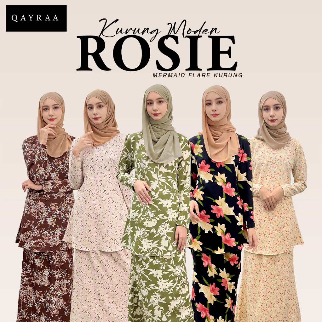 [NEW] QAYRAA ROSIE BAJU KURUNG with Zip/Kurung Moden Slim/Kurung FLORAL Ironless Baju Kurung Raya 2025/Kurung Kedah