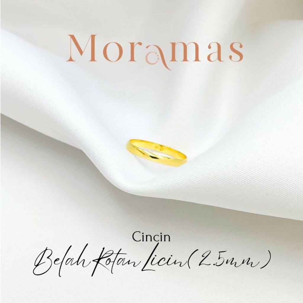 Moramas PLAIN Bond Ring 2.5mm 916 Gold/ Cincin Belah Rotan LICIN Emas 916/ 圆型光身戒子916金 #Couple Ring