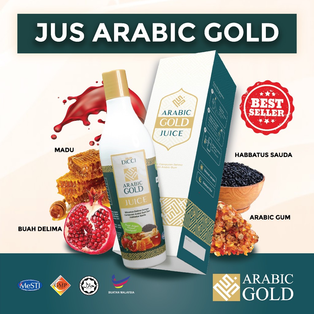 🔥Jus Arabic Gold Original HQ ⚡ – Minuman Sunnah Delima, Madu & Habbatussauda | Jus Kesihatan Tenaga & Kolesterol