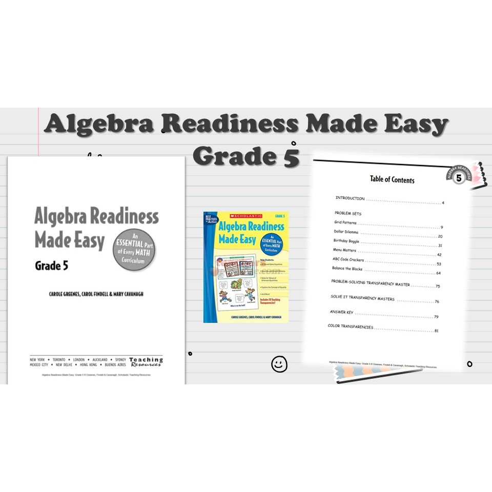 [PRE599] 91 pages Algebra Readiness Made Easy Grade 5 Worksheet PDF version (answer provided)