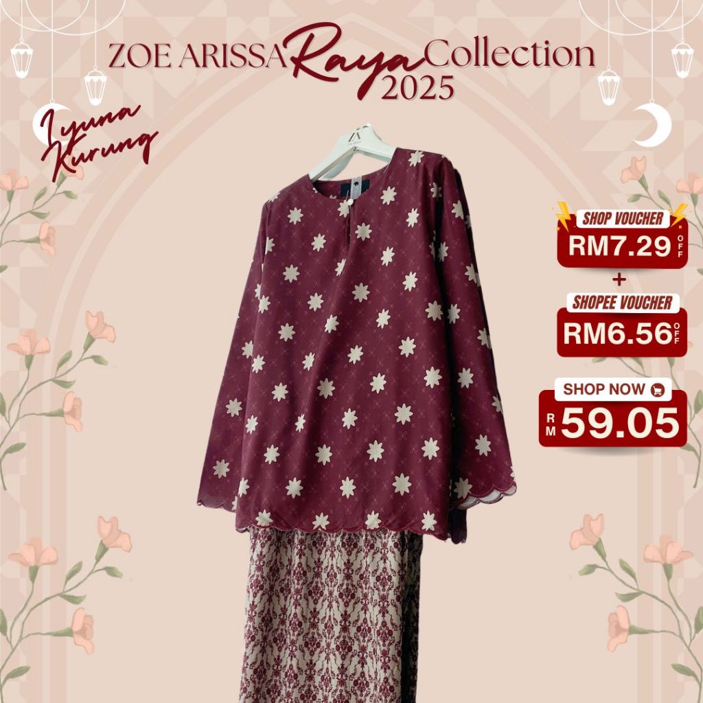 ZOE ARISSA Lersia Selyha Kurung Kedah Baju Sulam Raya Haji 2025 Printed Plaid Batik Embroidery Duyung Iyuna Hesyia