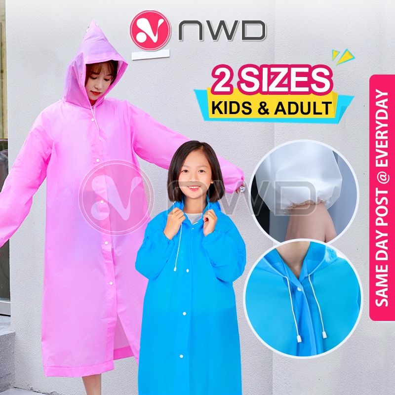 《 - 》 EVA Waterproof Raincoat Outdoor Travel Hoodie Poncho Rainwear Baju Hujan 雨衣 NWD
