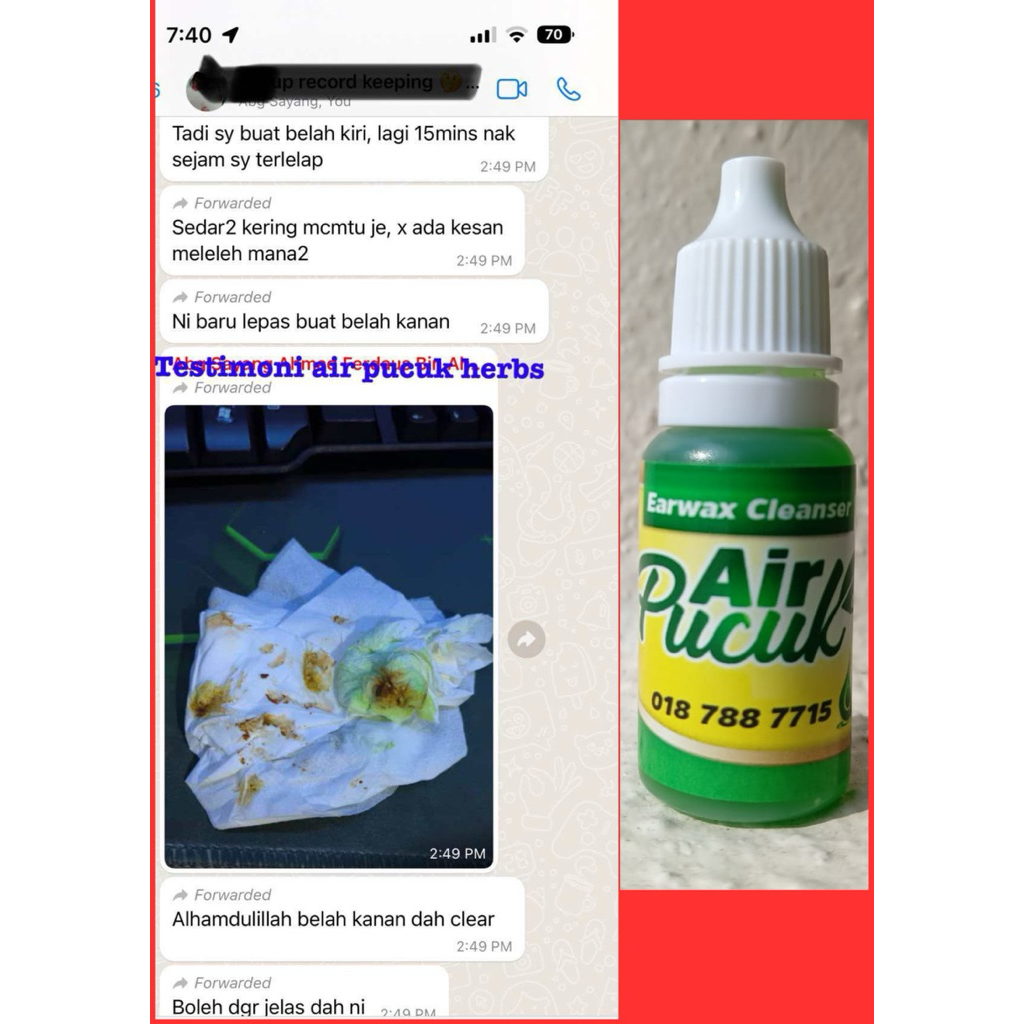 ORIGINAL HQ UBAT TELINGA AIR PUCUK HERBSEarwax ORIGINAL AIR PUCUK HOT SALES!!READY STOCK SHIP FROM PUTRAJAYA