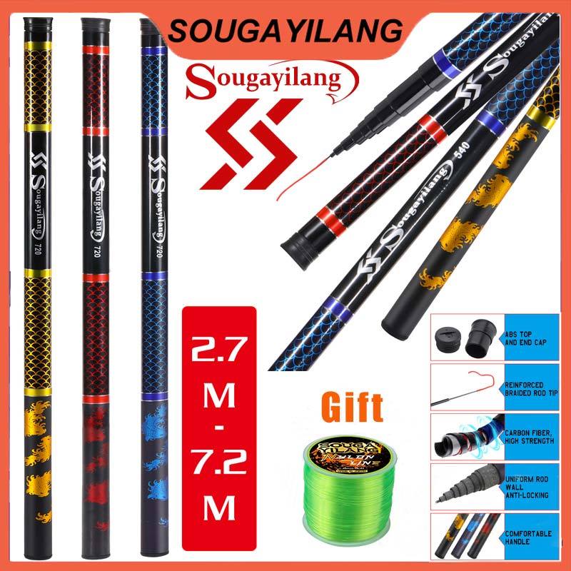 ?Sougayilang Pancing berputar pancing teleskopik mudah alih 2.7-6.3 M pancing Joran pinging Untuk Memancing Air Tawar