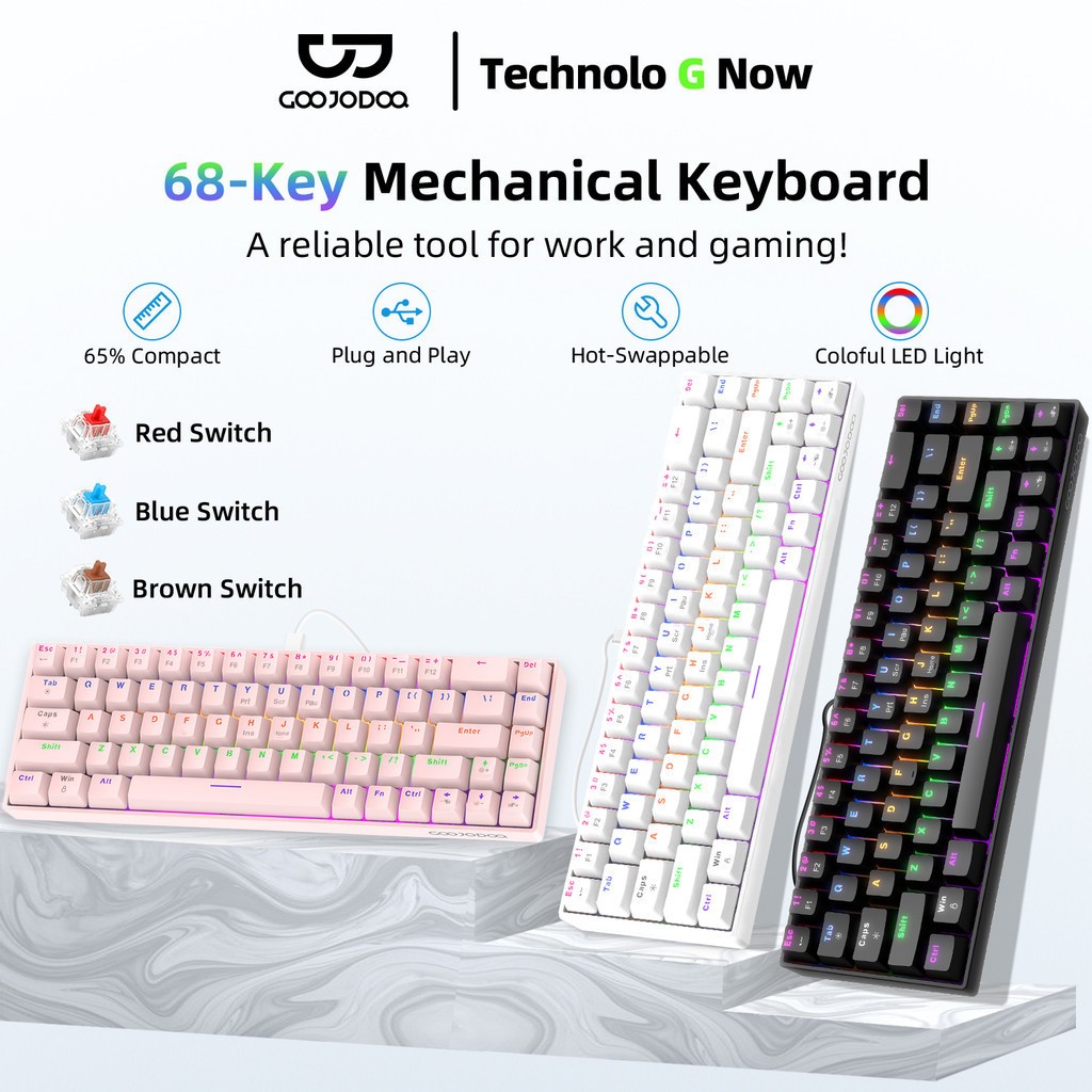 GOOJODOQ 68-Key Backlight Effects Wired Mechanical Keyboard - Red Axis/Green/Brow