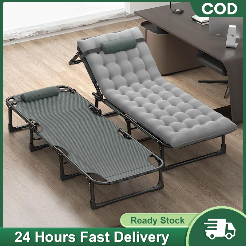【1 Years Warranty】Folding Bed Premium Foldable Lazy Chair Folding Lazy Couch With Cotton Pad Cooling Lazy Sofa Balcony