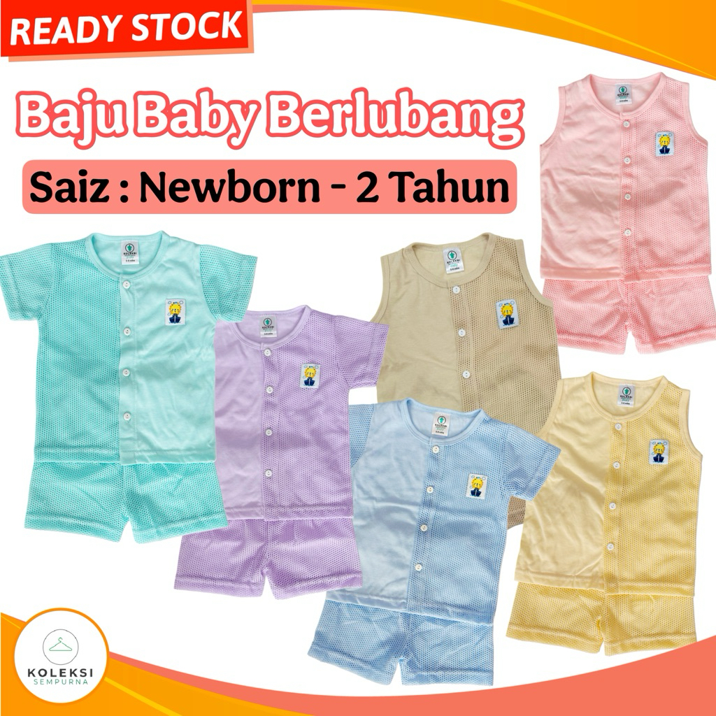 KOLEKSI SEMPURNA Baju Berlubang Baby Newborn Baby Eyelet Cloth Baby Clothing Singlet Pakaian Harian Beby Baju Lubang2