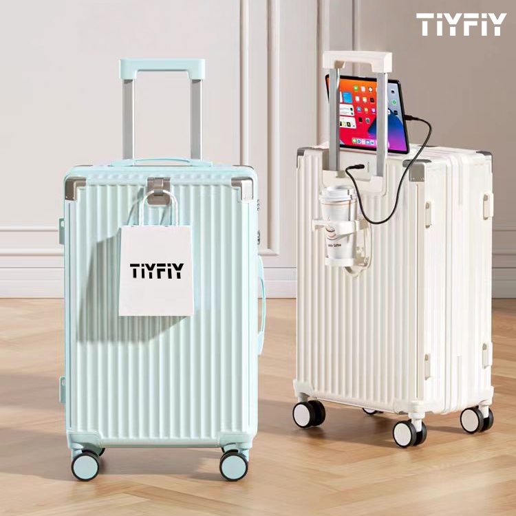 TIYFIY Cup Holder & USB Charger Luggage 18/20/24/28 Inch Trolley Hand Carry Luggage beg bagasi 行李箱