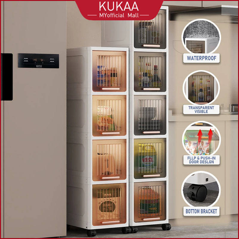Kukaa L20-25CM Foldable Cabinet Rak Bilik Mandi Slim Storage Cabinet Narrow Cabinet with Rollers
