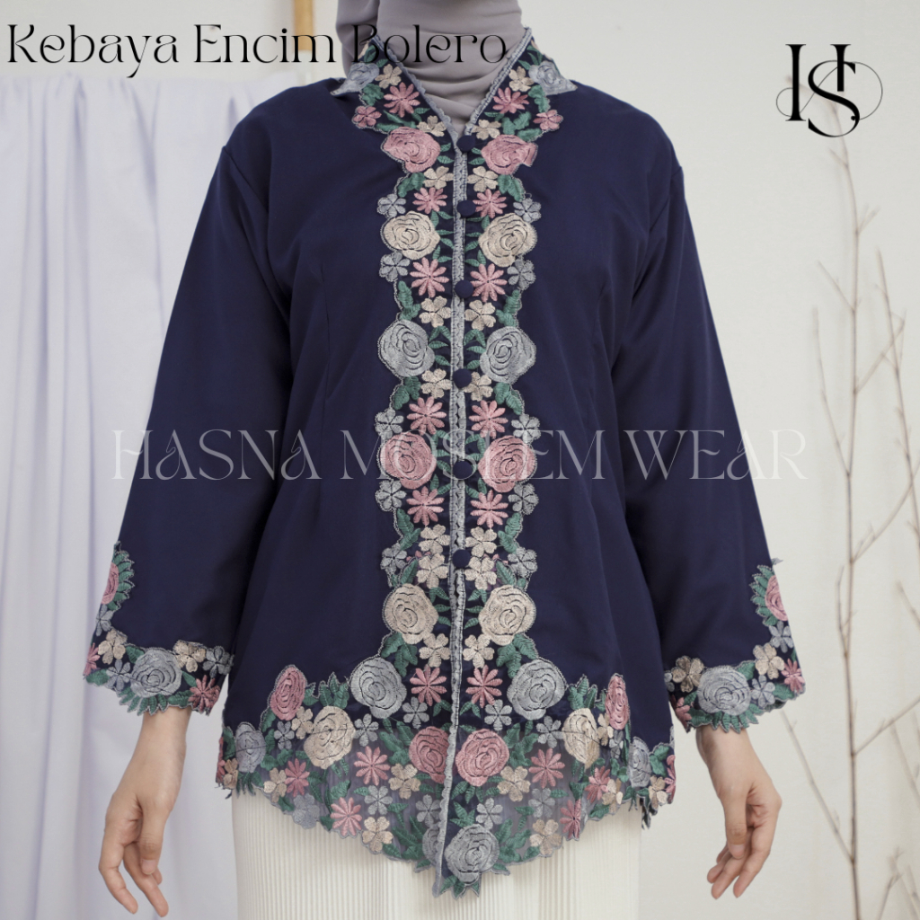 [KL Ready Stock] Kebaya Alantasik Bunga Mawar Baju Nyoya Baba Encim Modern Bordir Warna Bahan Katun Lengan Panjang