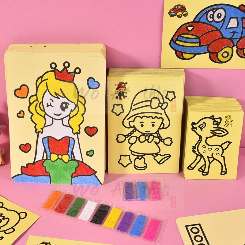 DIY Children Sand Painting Kindergarten Drawing Art Creative Handmade Sand Card (Random Style) 沙画套装