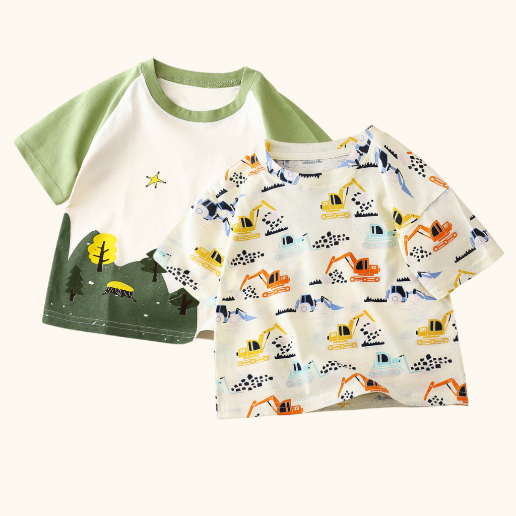 Baju Budak Lelaki 9M-10Y Kids Boy Clothes Cotton Tshirt Short Sleeves Baju Baby Boy T-Shirt Toddler Baju Raya Merdeka