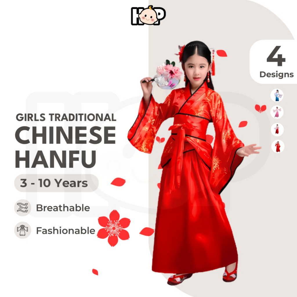 [2-10Y] Baju Hanfu Budak Perempuan Baju Cina Kanak Chinese Traditional Wear Kids Girl Hanfu Traditional Dress Costume