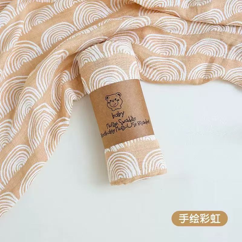 120*110CM newborn Bamboo baby swaddle blanket infant muslin bedung bayi lampin kain barut kids saiz besar