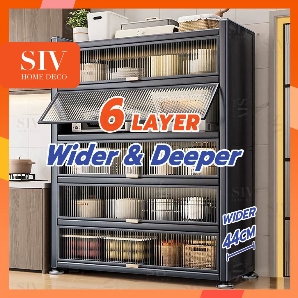 [Upgrade] SIV Rak Kabinet Dapur Kitchen Cabinet Rack Microwave Oven Cabinet Kitchen Storage Racks Shelf with Doors