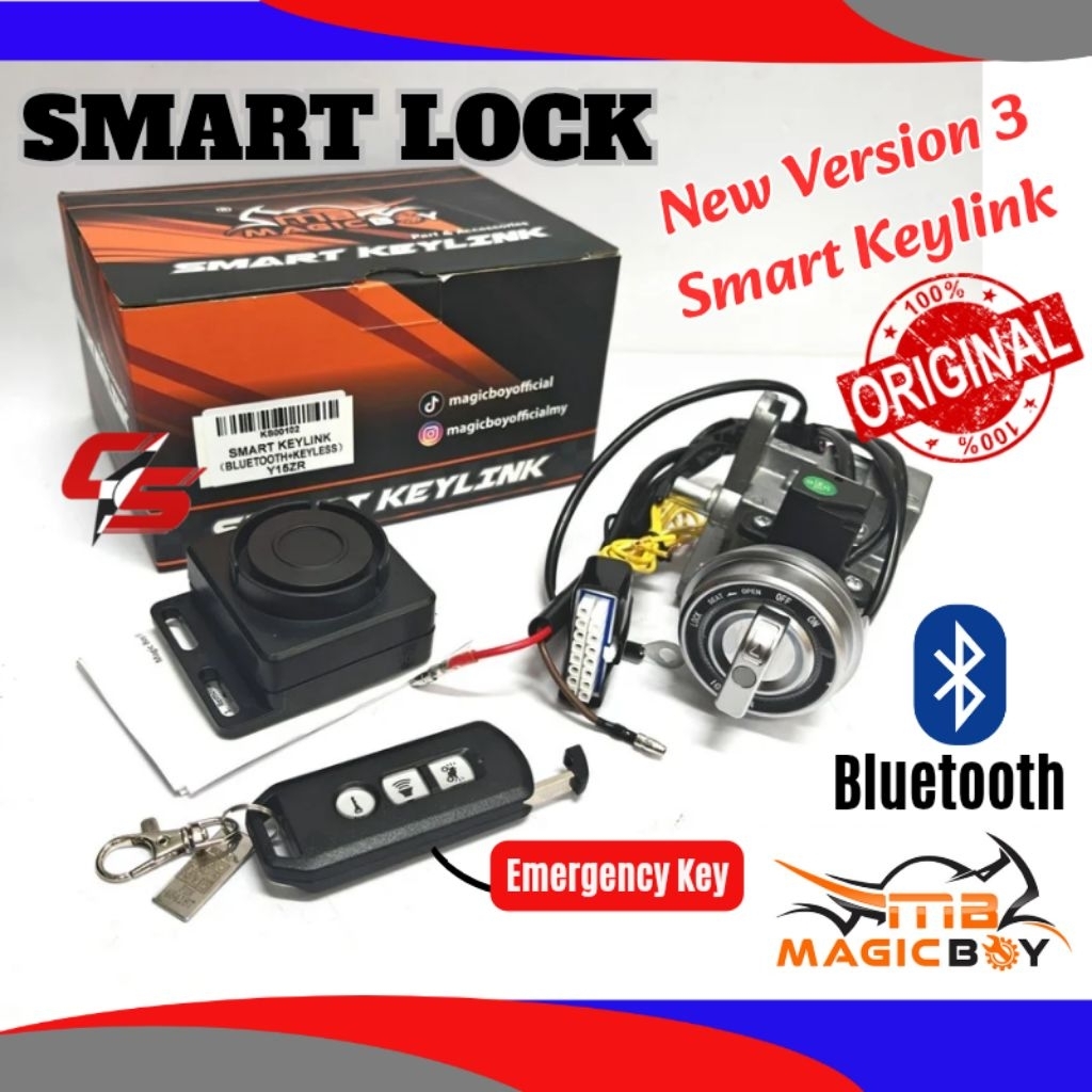MAGIC BOY SMART KEYLINK BLUETOOTH SMART LOCK KEYLESS 2 REMOTE RSX150 Y15ZR LC135 V8 Fi SRL115 SRL115 Fi