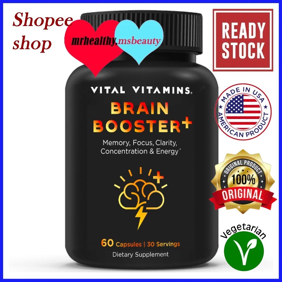 Brain Booster Plus Vital Vitamins Brain Supplements for Memory & Focus, Clairty and Brain Fog