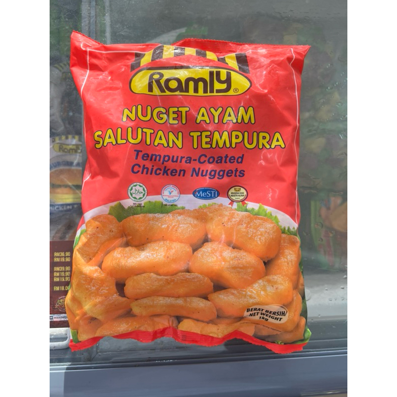 nugget tempura ramlee,daging burger,fries