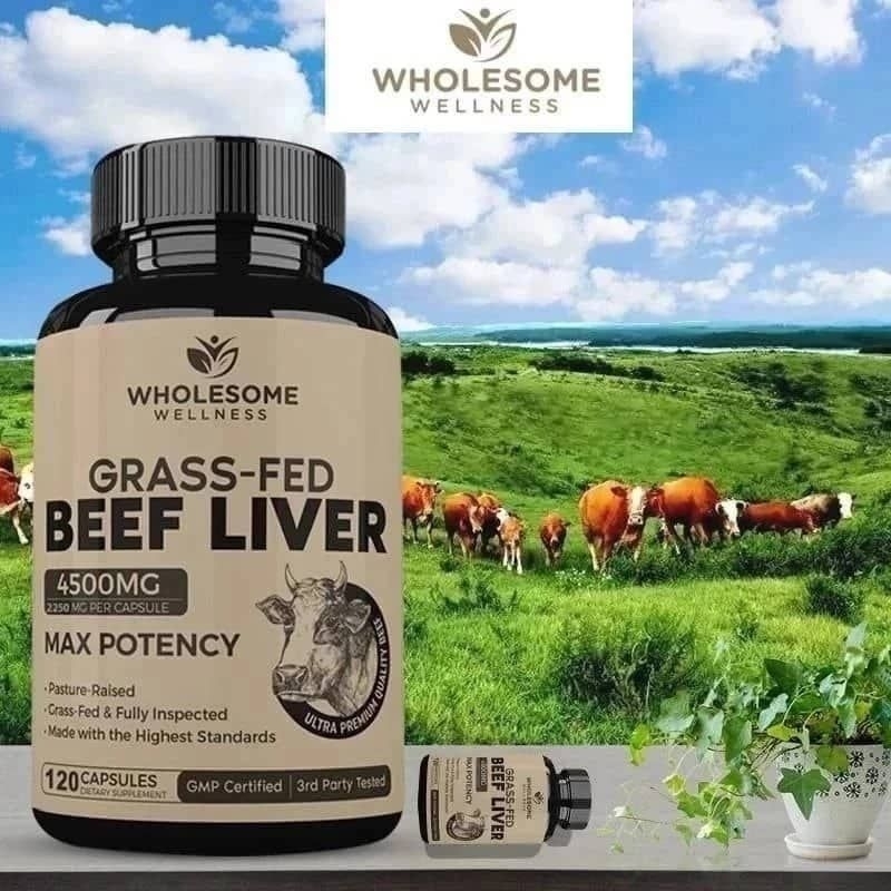 100% Original Products.120 Capsule.Fed Dried Beef Liver Supplement Support Immune System, Heart,Brain,Blood,Liver he.S4