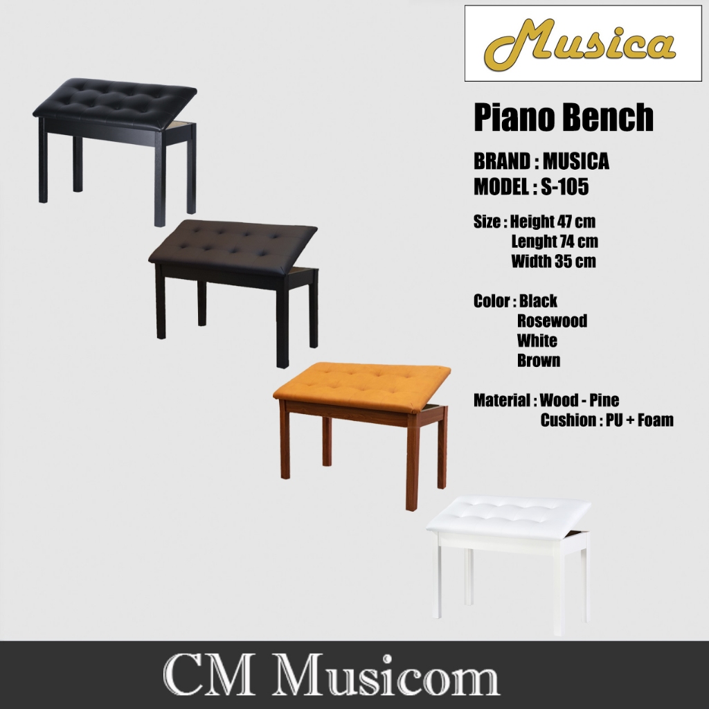 Piano Bench With Storage Box (Musica) Rosewood/Black/White/Brown