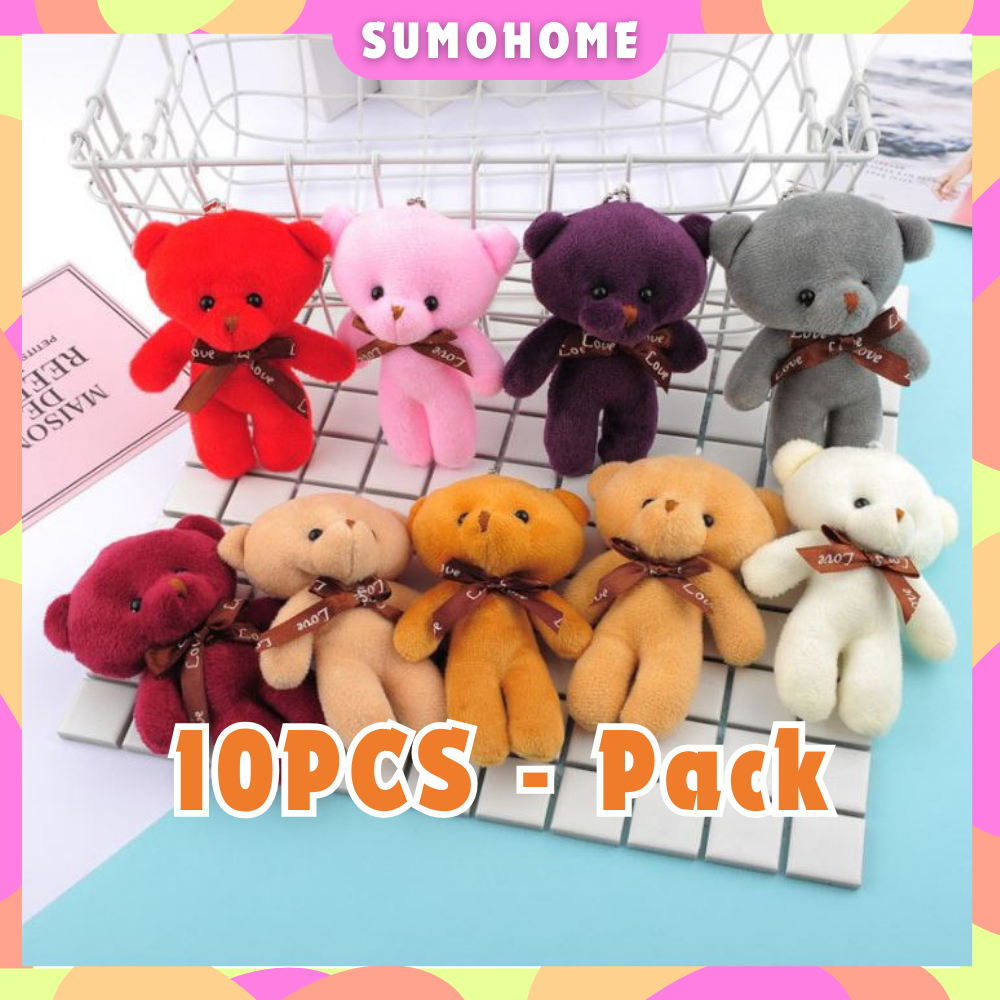 Mini Teddy Plushie Pillow Gift 10pcs 13cm - Cute Stuffed Toys | Anak Patung Kecil Hadiah Bayi Budak