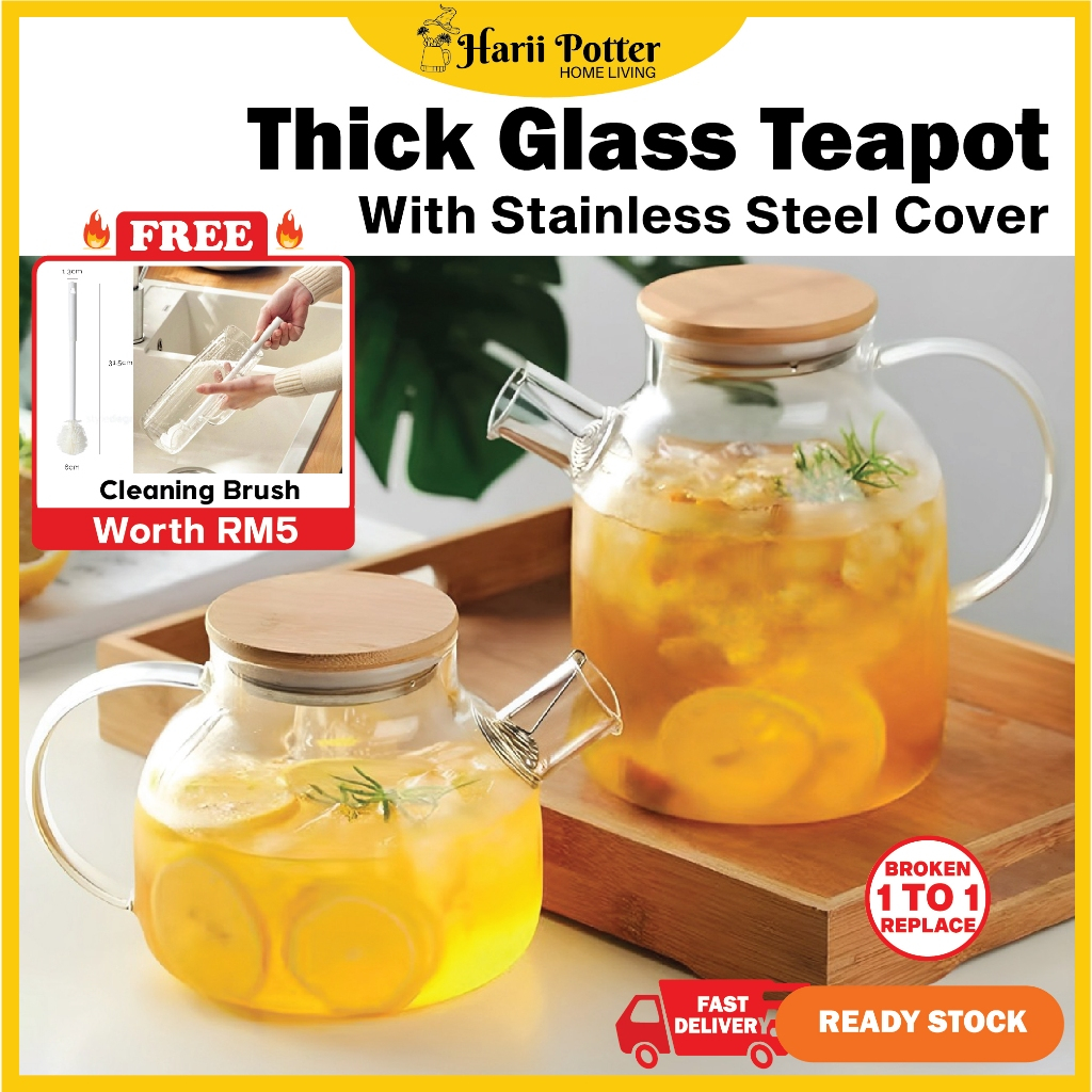 Tea Pot Glass Teapot Hot Teko Air Panas Teko Kaca Tahan Panas Jug Kaca Tahan Panas Teko Viral Jug Air Sejuk 玻璃壶 茶壶 水果茶壶