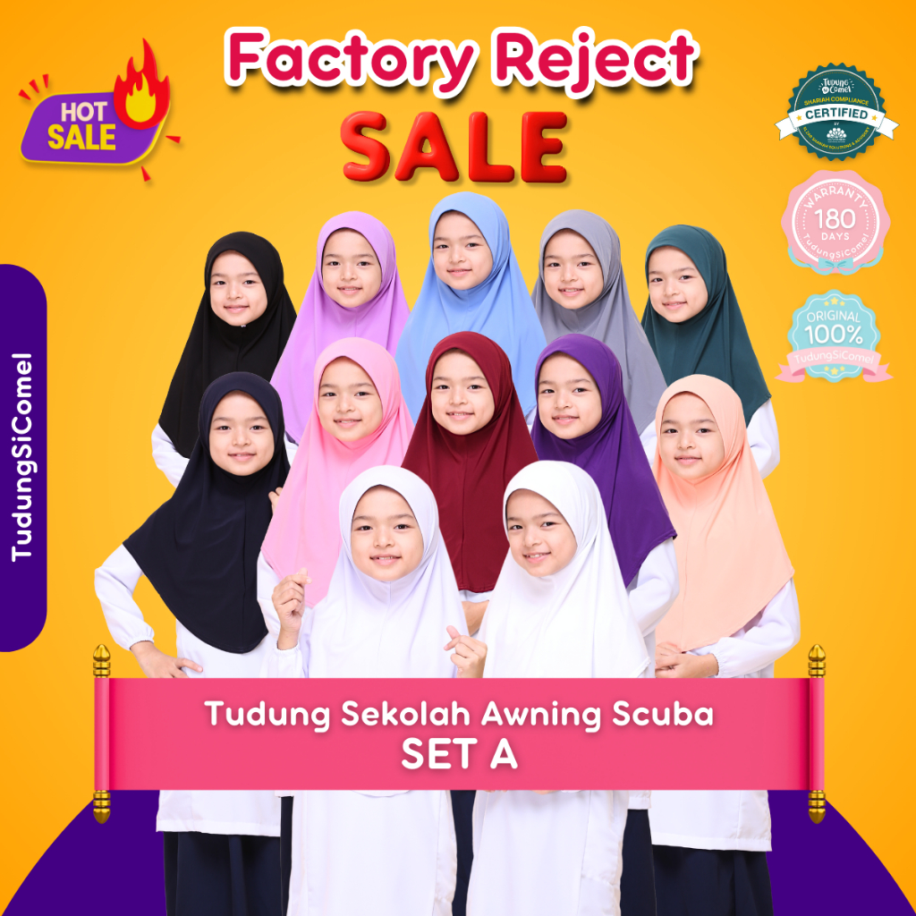 Set A Tudung Sekolah Awning Scuba Reject