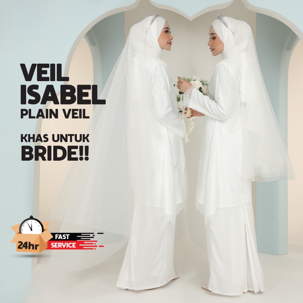 [ISABEL Plain Veil] Nikah, Bride Veil, Veil Minimalist, Veil Off white, MyPuteri