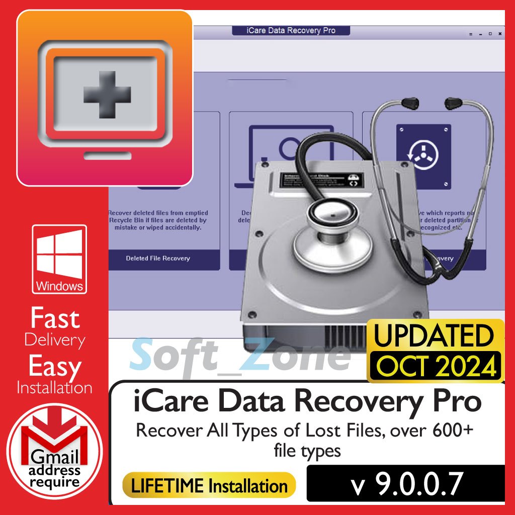 iCare Data Recovery Pro 9.0.0.7 - Recover All Types of Lost Files, over 600+ file types[WINDOWS x64] - Digital Download