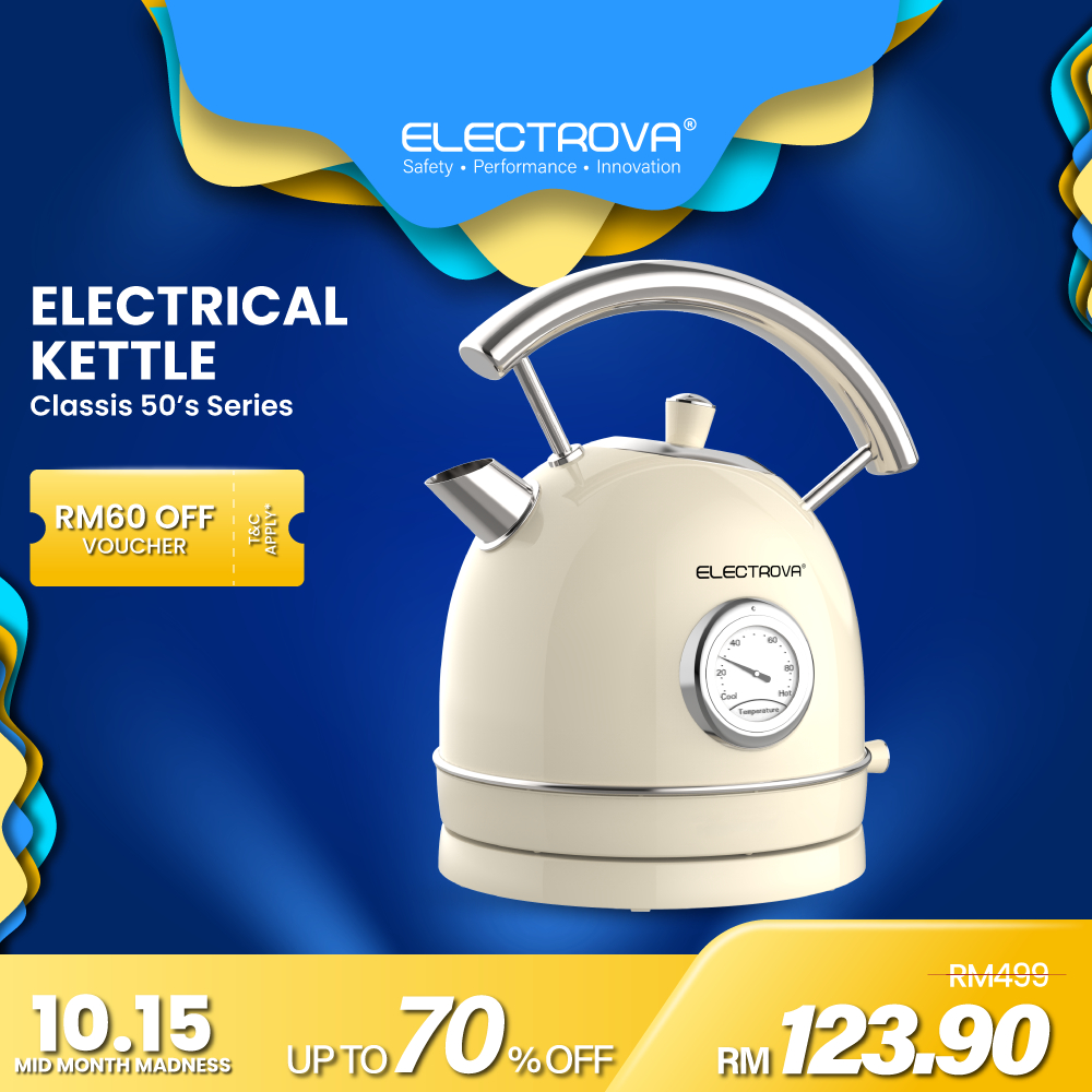 Electrova Classic 50's Series Stainless Steel Electric Kettle (1.8L)