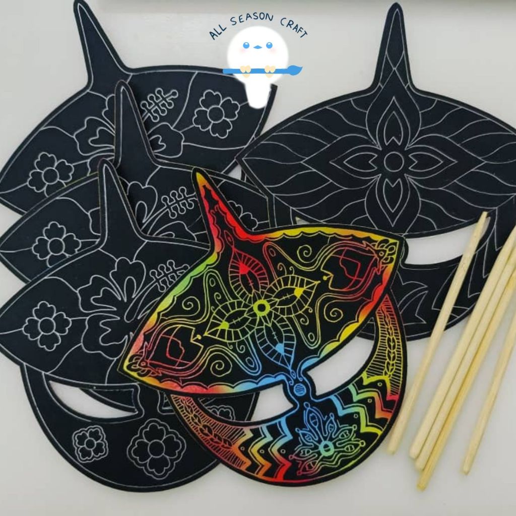 Scratch Art Hibiscus Wau Kit - DIY Traditional Malay Wau/ Educational Craft for Mum & Baby