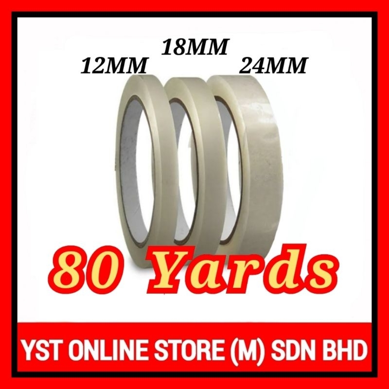 Yst Online Store Stationery Tape 24 18 12mm 80 Yards Opp Packing Selefon Cellophane 胶纸 胶带 Cellotape Salotape Transparent