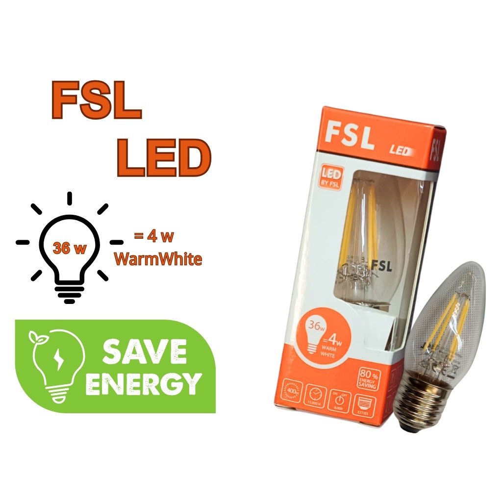 E27 FSL C35 LED Filament Candle Bulb （Warm White）