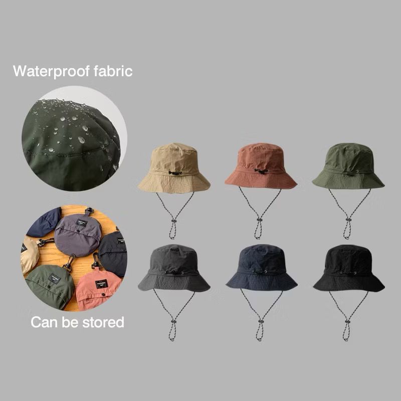 Packable Waterpoor Hat Foldable Camping Bucket Hat Topi Hiking Hat Sun Hat Fishing Hat Basin Cap