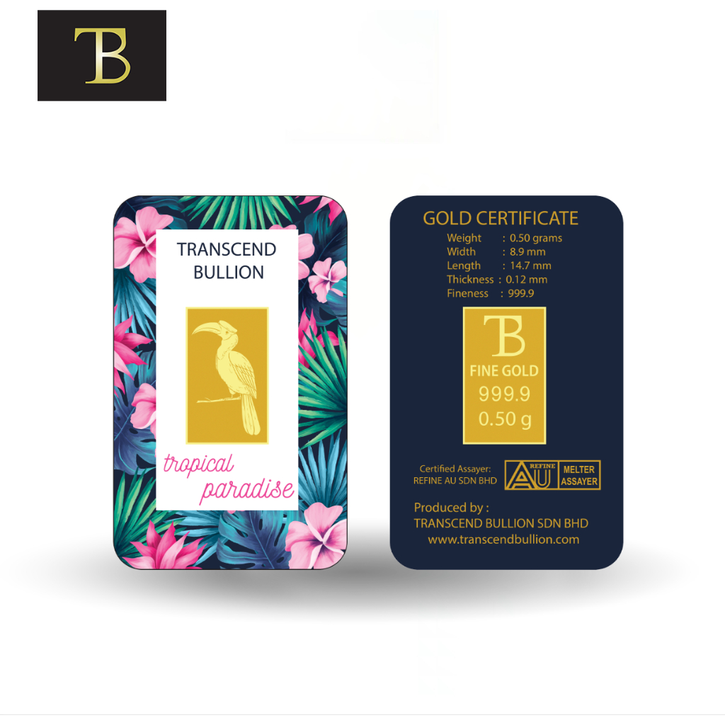 Transcend Bullion 0.50gm 999.9 Hornbill Pure Gold Bar
