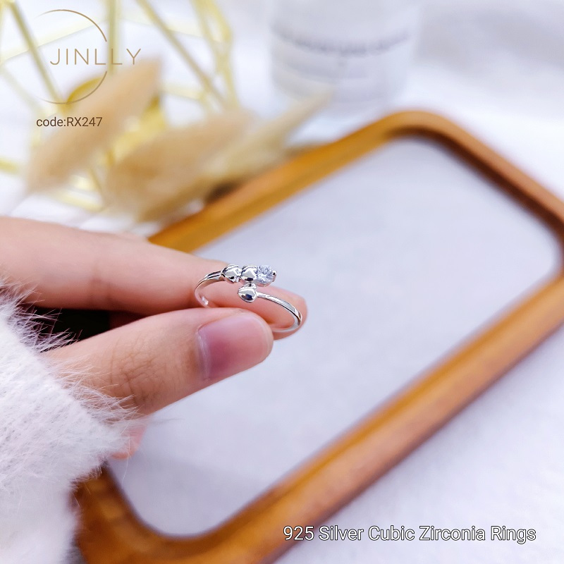 JINLLY SILVER925 Silver stone ring/925纯银镶石女装戒指/cincin perak untuk perempuan[RX247]