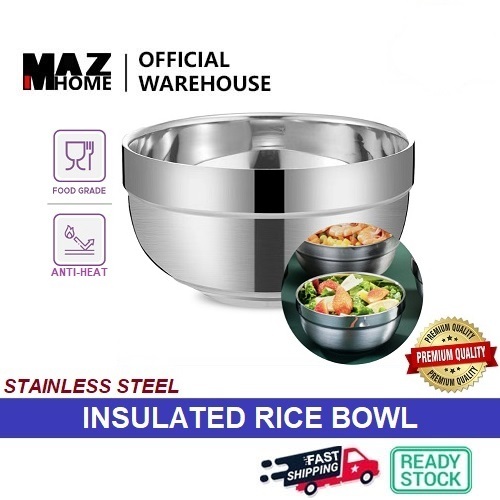 Stainless Steel Insulated Double-Layer Rice Noodle Bowl 双层不锈钢隔热饭碗