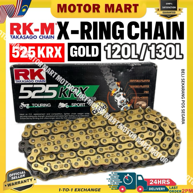 RANTAI RK 120L X-RING CHAIN 525 KRX 100% ORIGINAL GOLD XRING ORI SPROCKET Z900 CBR650 Adventure MT09 Tracer TNT600 Z1000