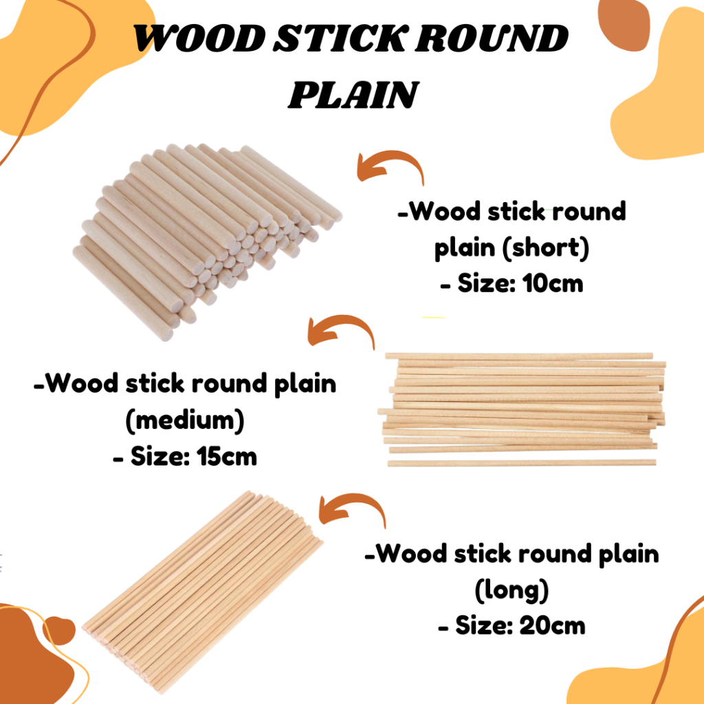 Round Wooden Stick Wood Dowel DIY Arts Craft Stick Tanglung Stick / Kayu Bulat Diameter 20cm/15cm/10cm