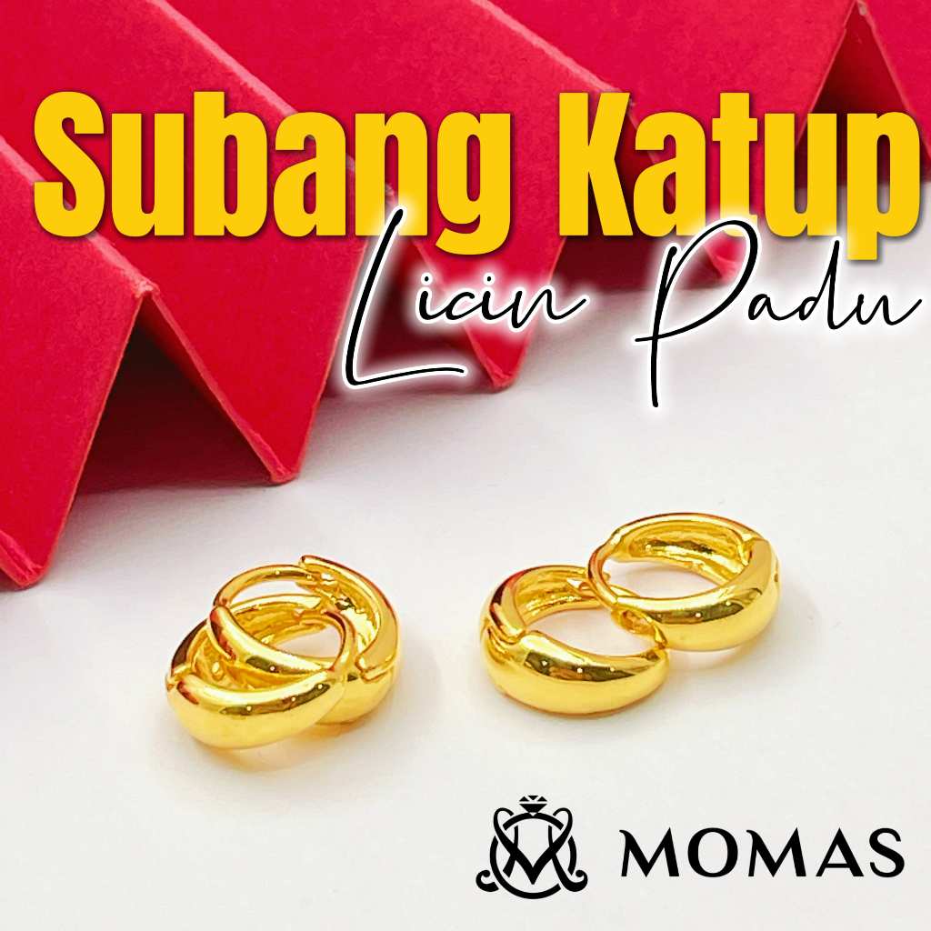 Subang Klip Licin Subang Katup Padu Emas 916 Subang Modern Subang Licin Padu 916 Gold Solid Clip Earrings Plain