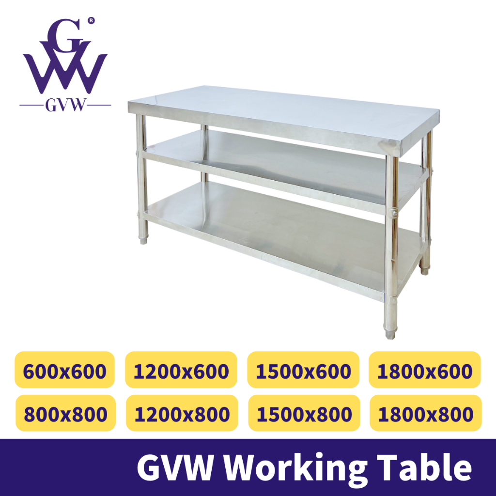 GVW Meja Stainless Steel Working Table Meja Dapur Dining Table Set Meja Makan StainlessSteel Kitchen