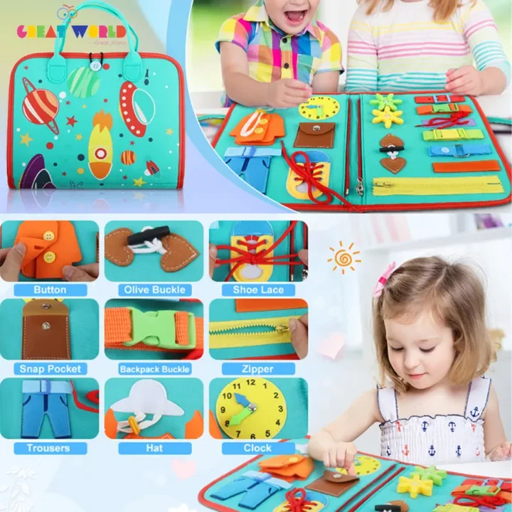 Toddler Busy Board Montessori Sensory Toys Learning Skills Autism Preschool Activities Educational Kids Mainan