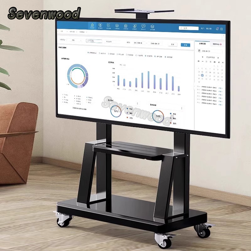 Sevenwood 32-75 Inch TV stand Mobile Universal TV rack with 360° Wheel adjustable height 电视架