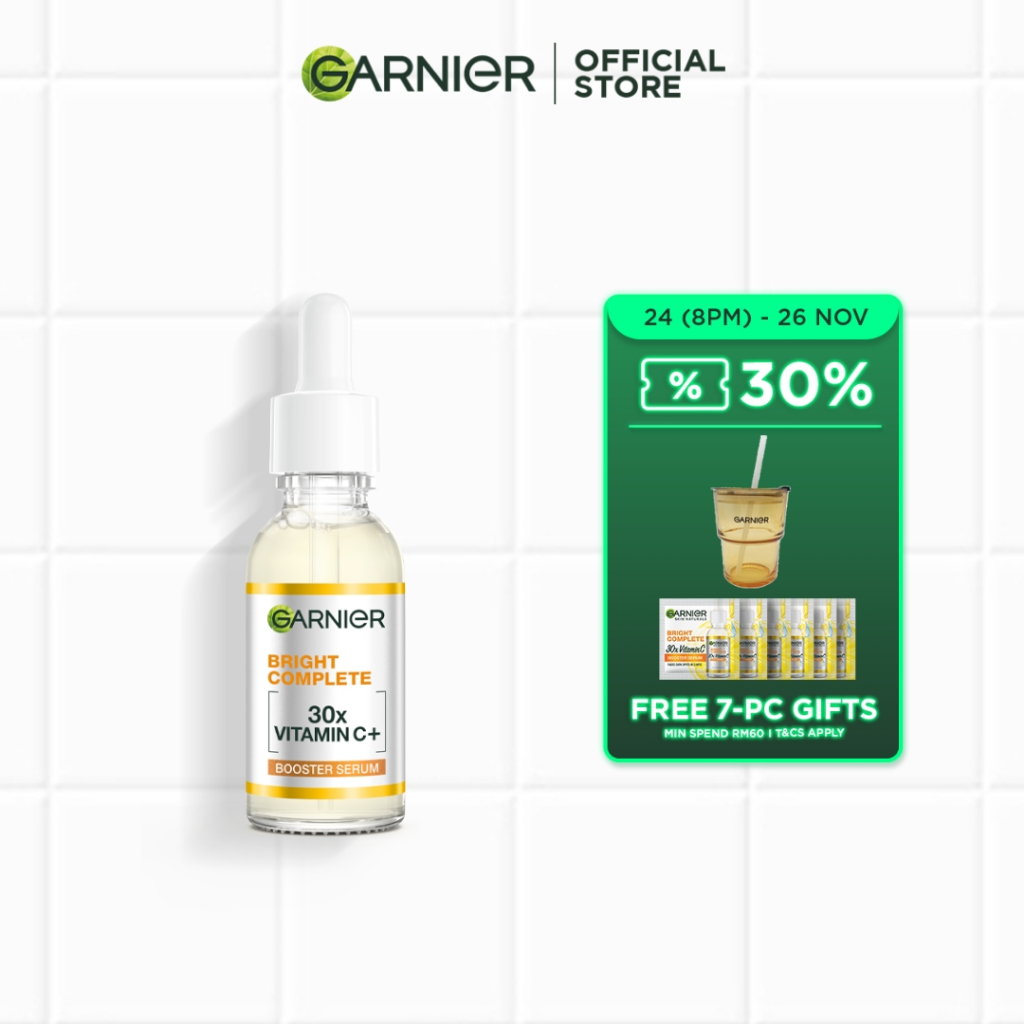 *BESTSELLER* Garnier Bright Complete Booster Serum with 30x Vitamin C (30ml) | Fades Dark Spots, For All Skin Types