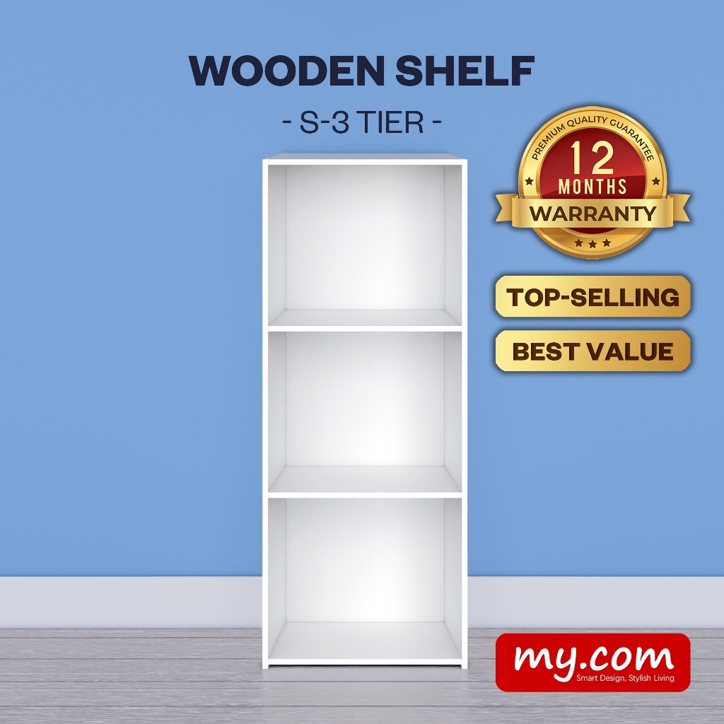 Rak Buku 3 Tingkat 3 Tier Bookshelf (S) my-com/DIY Utility Shelf/Multipurpose Shelf/Wood Shelf