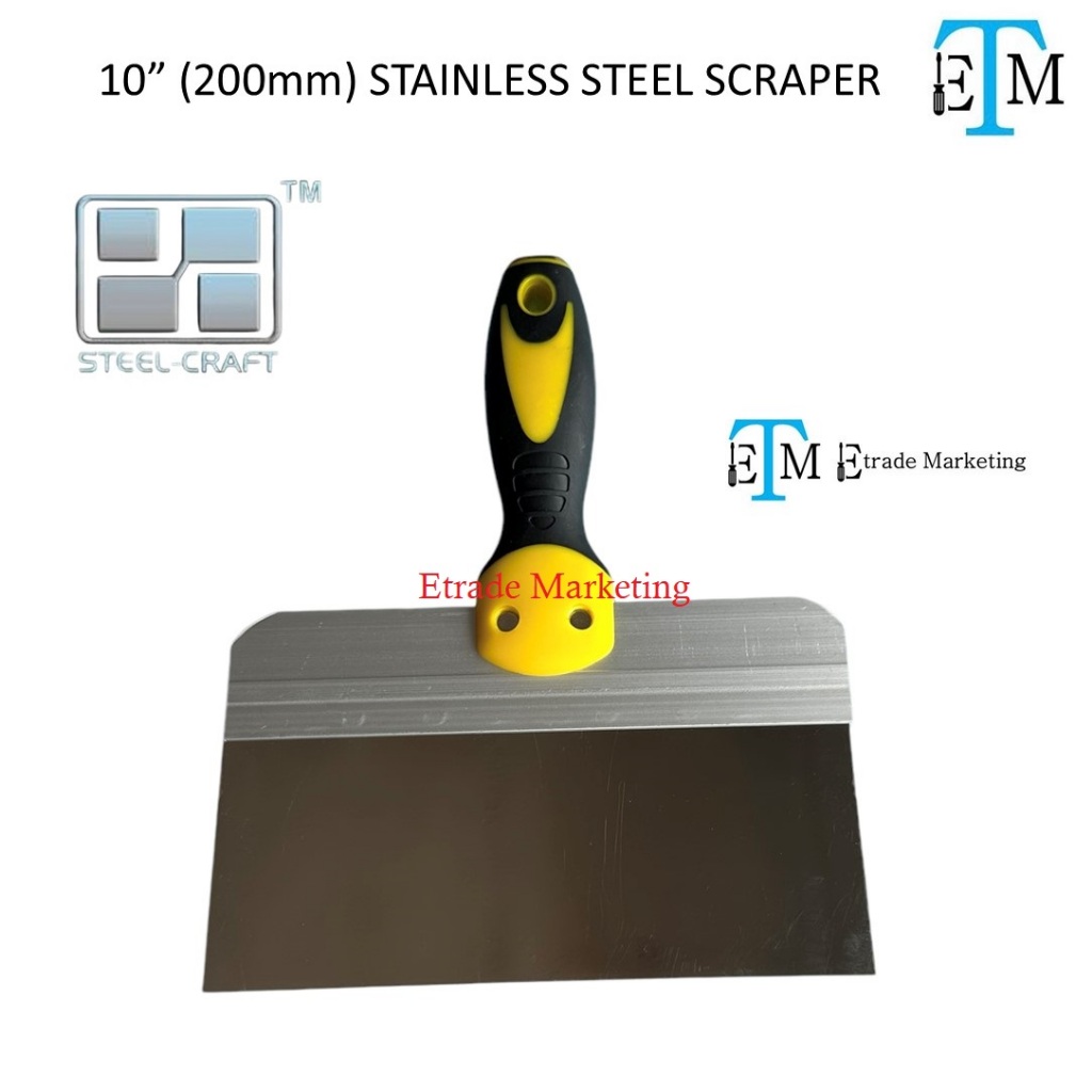 Steel-Craft Stainless Steel Wall Scraper Putty Scraper Paint Scraper Drywall Scraper 10” (200mm)